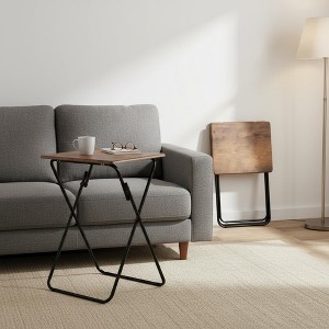 Homy Casa Joey Set of 2 Foldable Side Tables with Metal Frame, Modern TV Tray Tables for Living Room - 1 of 4