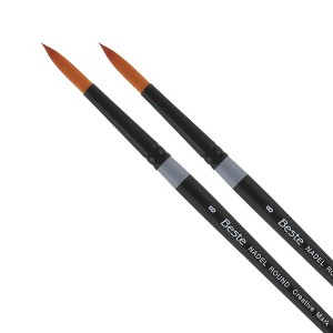 Creative Mark Beste Golden Taklon Nadel Round #10x0 - 2 Pack Artist Brush, Professional Watercolor Brushes, For Acrylic Painting, Short Handle, Sharp - 1 of 4