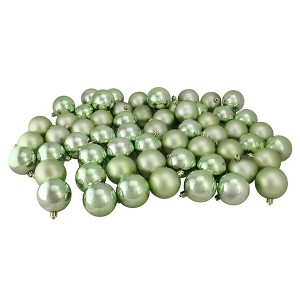 Northlight 60ct Shatterproof Shiny and Matte Christmas Ball Ornament Set 2.5" - Green - 1 of 4