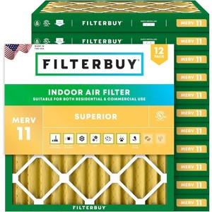 Filterbuy 25x25x2 Air Filter (12-Pack), Pleated MERV 11 Allergen Defense Replacement HVAC AC Furnace Filters (Actual Size: 24.50 x 24.50 x 1.75) - 1 of 4
