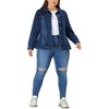 Agnes Orinda Women's Plus Size Classic Denim Washed Front Long Sleeve Casual Jean Jackets - 2 of 4