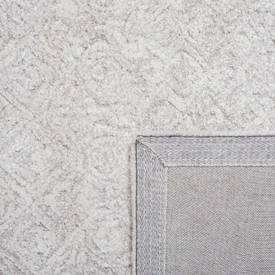 Light Gray Tufted Wool Silk Square Rug