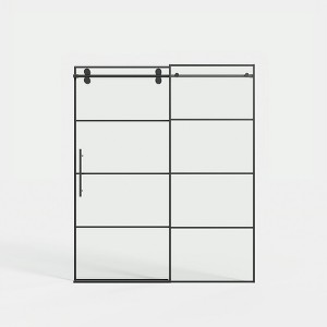 Lirago,56-60" x 72",Slim Frame Single Sliding Door with Tempered Glass, Reversible Installation, Silent Stainless Steel Rail & L-Shaped Waterstop - 1 of 4