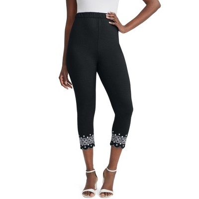 Jessica London Women's Plus Size Everyday Stretch Cotton Capri Legging