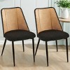 Coolbibila Rattan Kitchen Dining Chairs Set Of 2,Boucle Upholstered Armless Kitchen Dining Chair,Natural Rattan Back Kitchen Dining Chair - image 2 of 4