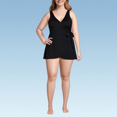 Lands' End Women's Side Tie Mini Swim Dress Swimsuit