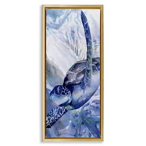 Stupell Industries Sea Turtle Swimming In Ocean, 11" x 25" - 1 of 4