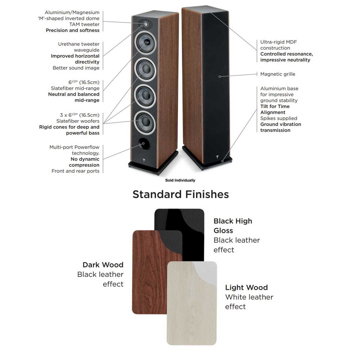 Focal Vestia No3 Slender 3-Way Floorstanding Loudspeakers finished in Light Wood - Pair - thumbnail 3