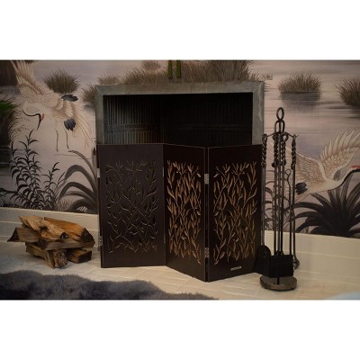 Walnut Vines Carved Wood Freestanding Pet Gate