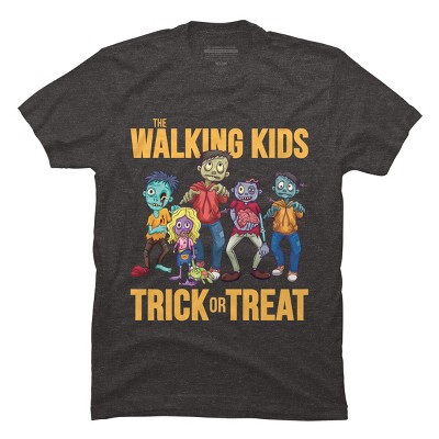 Men's Design By Humans The Walking Kids Trick Or Treat Halloween Gift By MONSTERVILLE T-Shirt