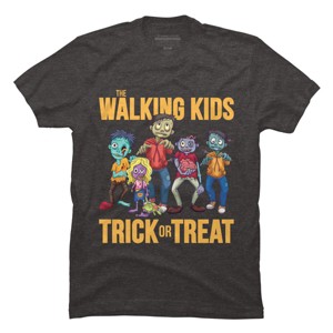 Men's Design By Humans The Walking Kids Trick Or Treat Halloween Gift By MONSTERVILLE T-Shirt - 1 of 4