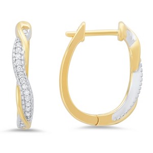 Sterling Silver Two-Tone CZ Swirl Hoop Earrings - 1 of 1