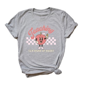 Simply Sage Market Women's Retro Teaching Is A Work Of Heart Short Sleeve Graphic Tee - 1 of 2