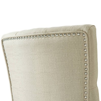 Elegant Cream Upholstered Wood Side Chair with Tufted Detailing (Set of 2)