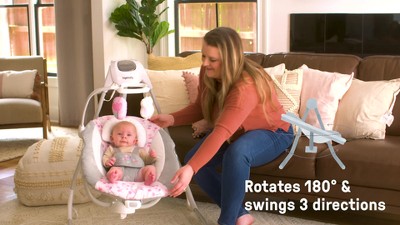 Ingenuity SimpleComfort Lightweight Compact 6-Speed Multi-Direction Baby  Swing, Vibrations & Nature Sounds, 0-9 Months 6-20 lbs (Pink Cassidy)