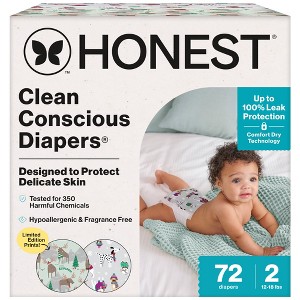The Honest Company Clean Conscious Disposable Diapers Winter Wags & Adorably A-moosing - Size 2 - 72ct - 1 of 4