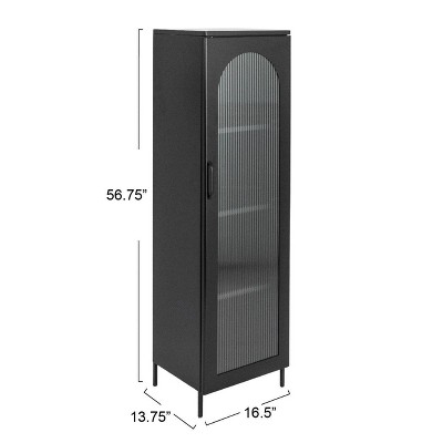Solstice Tall Black Metal Accent Cabinet with Adjustable Shelves