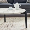 Round Coffee Table End Table Cocktail Table Sofa Table Side Table Accent Table Center Table with Imitation Marble Top, White/Black/Gray-ModernLuxe - 4 of 4