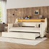 TopComfy Beds Twin Size Daybed with Trundle Bed Upholstered Design with Soft Padded Seating Bedroom Furniture for Bedroom, White, 79.5"*45.3"*37.4" - 2 of 4