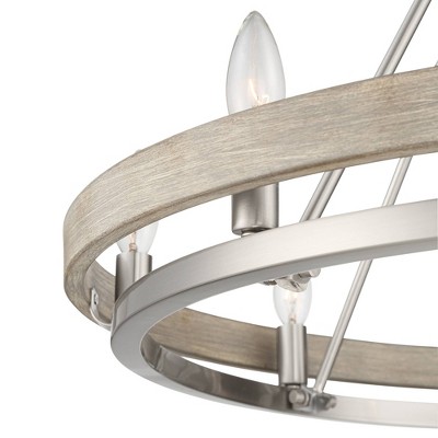 Brushed Nickel Graywood Wagon Wheel Chandelier with 8 Lights