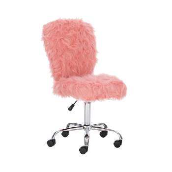Office Armless Chair Cross Legged with Imitation Lamb Fleece and Adjustable Height-Beige | Costway