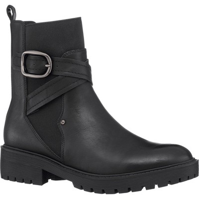 GC Shoes Cammen Cross Buckle Strap Elastic Ankle Boots