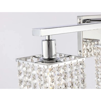 Phineas 3-Light Black and Clear Crystal Bath Sconce