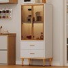 Pantry Cabinet, Freestanding Kitchen Storage Cabinet with Glass Door and 2 Drawers, Modern Kitchen Cupboard with 2 Storage Shelves - 4 of 4