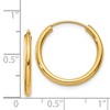Black Bow Jewelry 2mm x 21mm 14k Yellow Gold Polished Round Endless Hoop Earrings - 4 of 4