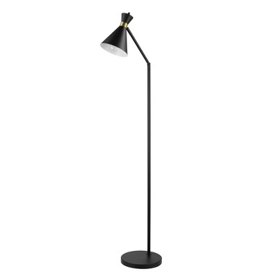Globe Electric 62" Matte Black Floor Lamp with Matte Brass Accents: ETL Listed, Metal Shade, Rotary Switch