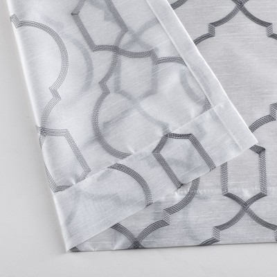 White Faux Silk Semi-Sheer Grommet Window Panels