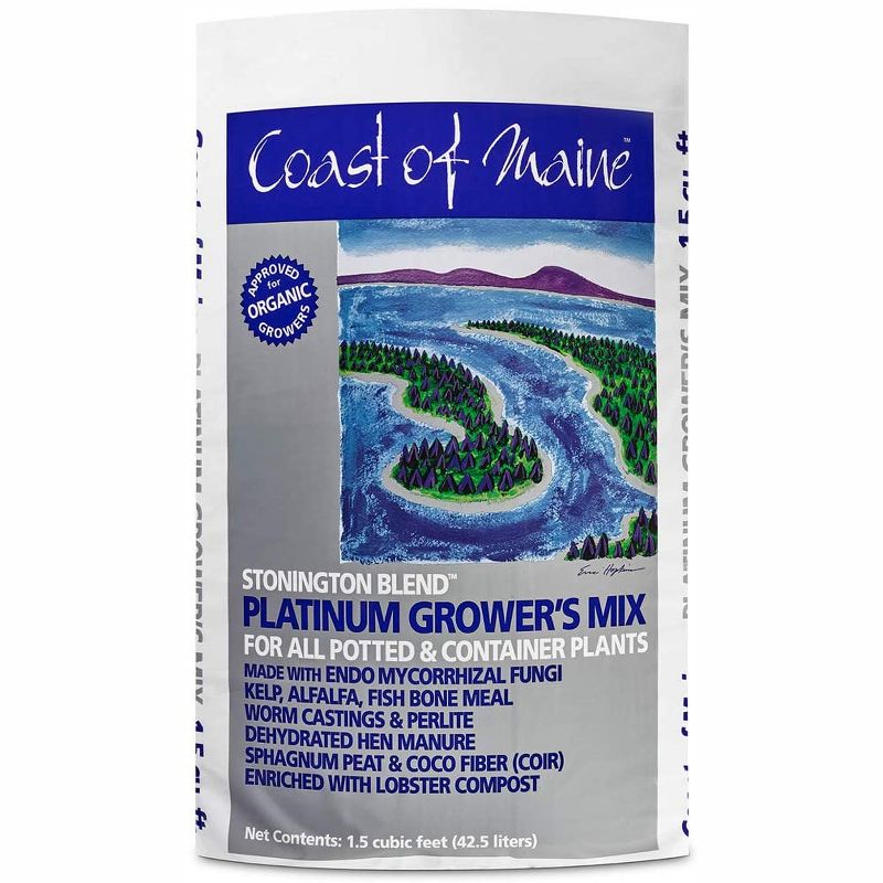 Coast of Maine CMSBO15 Stonington Blend Organic Growers Potting Soil Mix with All Natural Oceanic Ingredients for Planters and Pots, 1.5 Cubic Feet, 1 of 4