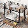 Streamdale Twin XL over Twin XL Metal Bunk Bed with MDF Board Guardrail and Two Storage Drawers,Black - 2 of 4