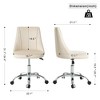 Racxily Armless Office Chair, Velvet Office Desk with Wheels, Adjustable Swivel Accent Chairs, Vanity Seat for Small Spaces - 3 of 4