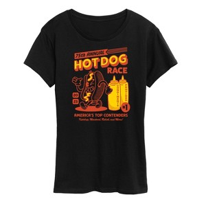 Women's - Instant Message - Hot Dog Race Short Sleeve Graphic T-Shirt - 1 of 4
