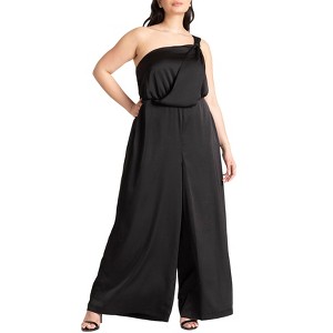 ELOQUII Women's Plus Size Tie Detail Satin Jumpsuit - 1 of 4