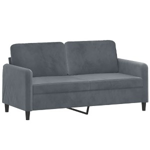 vidaXL 2-Seater Sofa in Dark Gray Velvet with Robust Metal Frame - Modern Design for Living Room, Lounge, Office Space - 1 of 4