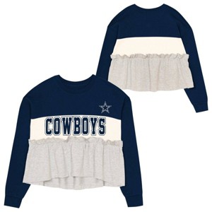 NFL Dallas Cowboy Girls' Crew Neck Fleece Sweatshirt - 1 of 3