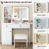 Bedroom Vanity with Lights, Wooden Dresser Set, Modern Dresser with Drawers, Cabinet, Shelf and Stool for Dresser, White - 3 of 4