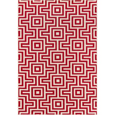 4'x6' Geometric Woven Accent Rug Red - Momeni