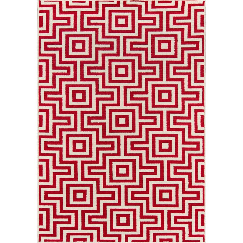 4&#39;x6&#39; Geometric Woven Accent Rug Red - Momeni, 1 of 7