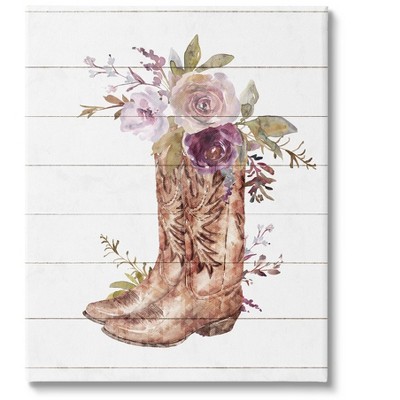 Stupell Industries Country Cowboy Boots Flower Bouquet Canvas Wall Art