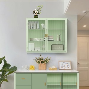 27.56" Modern Two-Door Wall Cabinet with Glass Doors, Three-Tier Storage for Bathroom, Kitchen, - 1 of 4