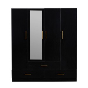 Keloyid Black Wood 62.99 in. Armoire with 3 Drawers and 6 Shelves - 1 of 4
