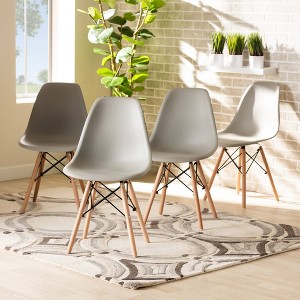 4pc Jaspen Plastic and Wood Dining Chair Set - Baxton Studio - 1 of 4