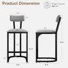 Set of 2 Modern Counter Height Bar Stools with Back – Upholstered Metal Kitchen Island Chairs for Dining Table - 2 of 4