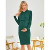 BLUEMING Hoodie Maternity Dress Hooded Sweat Dress with Front Pockets Raglan Sweatdress Stripe Midi Dress - 3 of 4