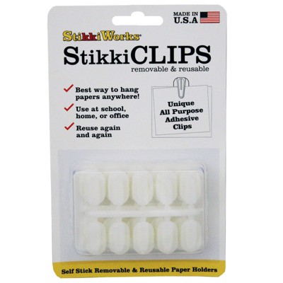 Stikkiworks StikkiCLIPS Adhesive Clips, White, Pack of 20 (Case of 4)