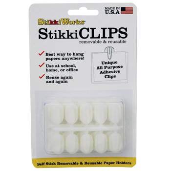Stikkiworks StikkiCLIPS Adhesive Clips, White, Pack of 20