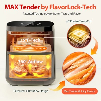 Beelicious 4QT Black Digital Air Fryer with Tempered Glass Display